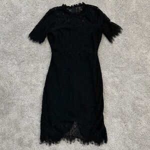 Lulu's Black Lace Midi Dress